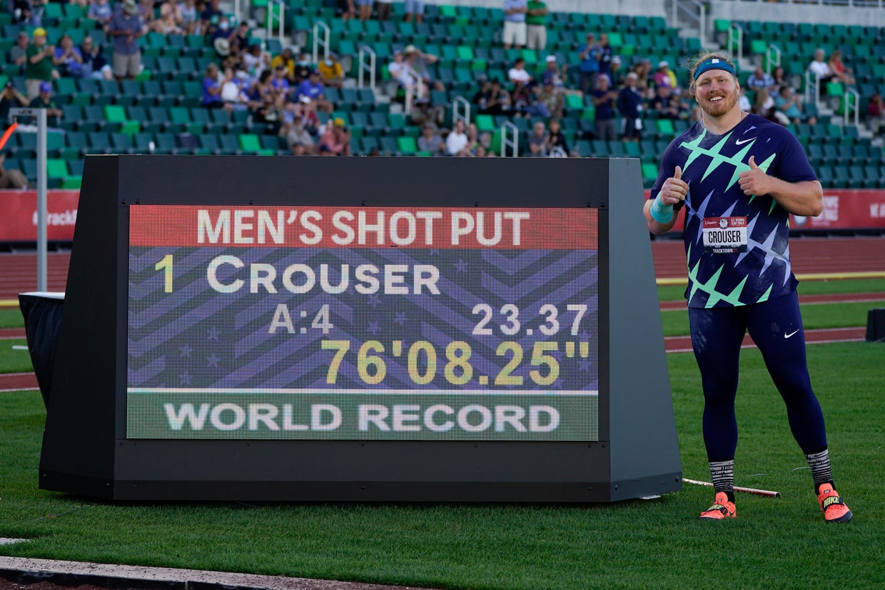 Ryan Crouser breaks 31-year-old shot put record - CBS News