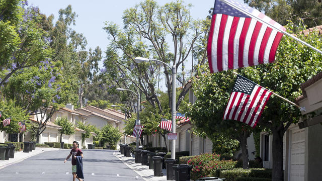 Neighborhood decorates for Flag Day 