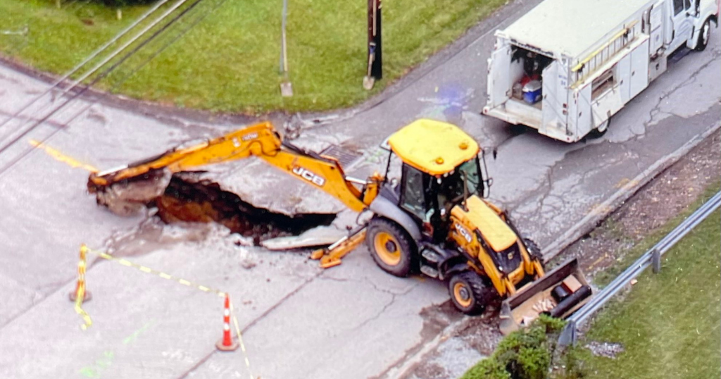Road Crumbles After Water Main Break In Penn Hills - CBS Pittsburgh