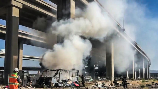 Suspicious Fire Near Highway Flyover in Oakland 