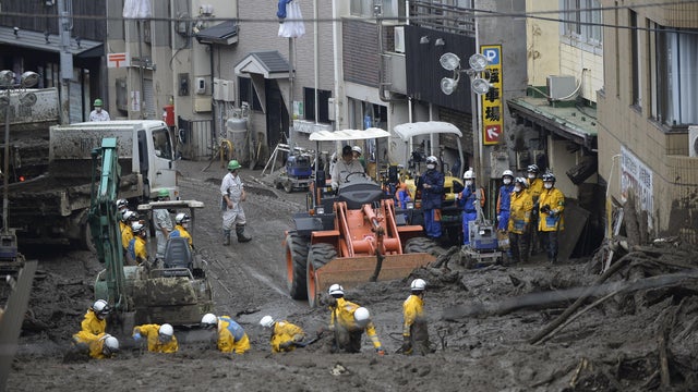 Landslide triggered by heavy rains in Japan 