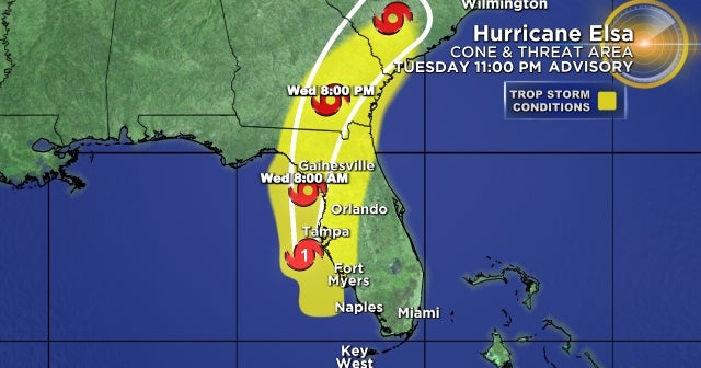 Hurricane Elsa Moving Northward Just Offshore The Tampa Bay Area CBS