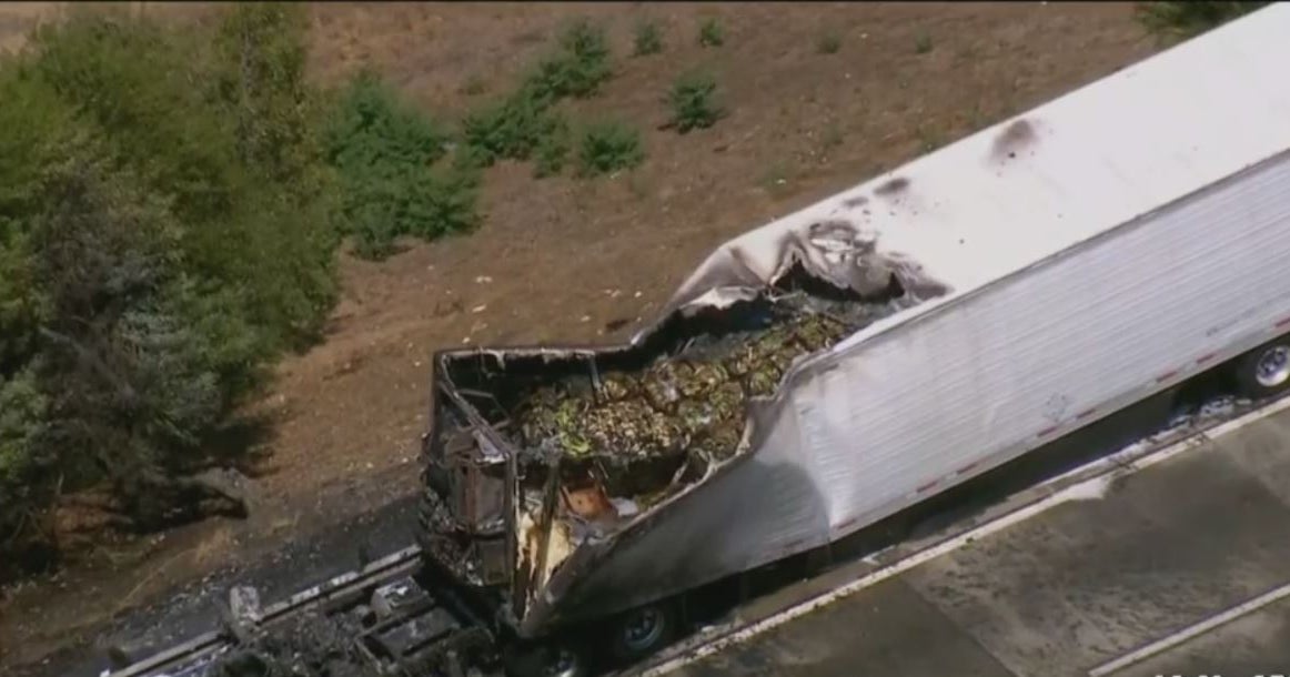 Big Rig Carrying 80K Pounds Of Bananas Catches Fire On 5 Freeway In ...