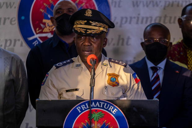 Head of Haitian National Police, Leon Charles speaks during a news conference in Port-au-Prince 