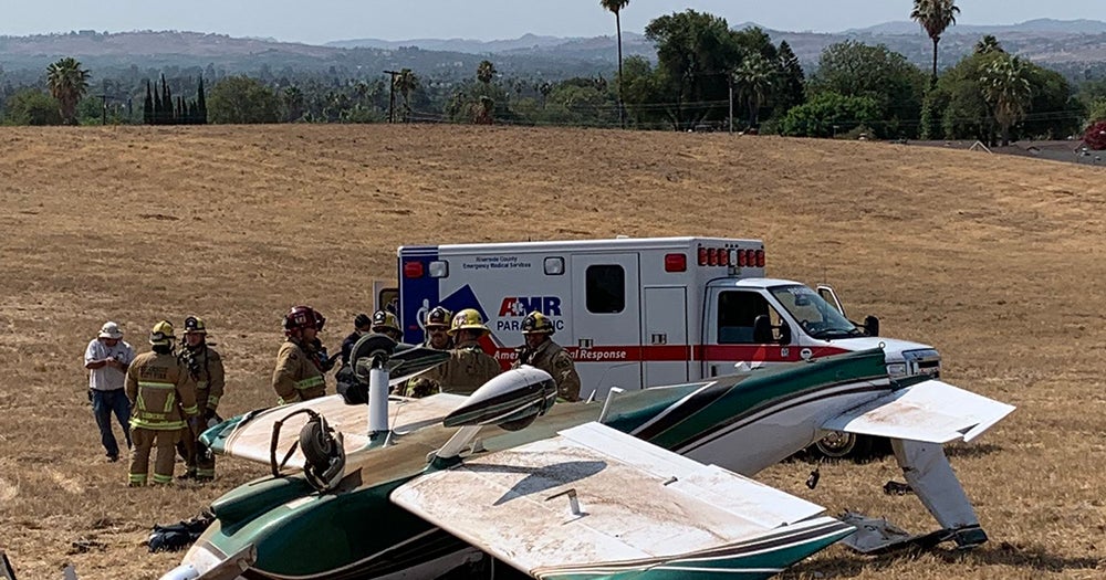 Plane Crash At Riverside Municipal Airport Injures Pilot, Passenger