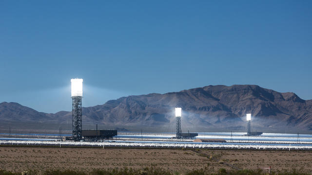 Giant solar energy plant at near Ivanpah, California 