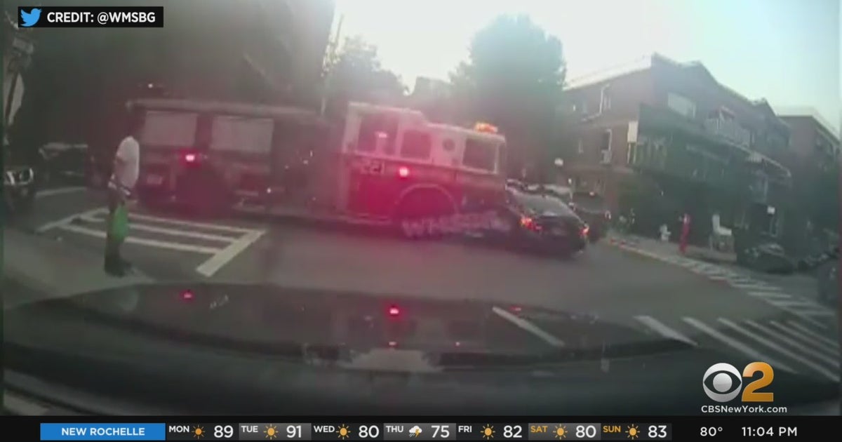 3 Hospitalized After Crash Involving Firetruck In Brooklyn - CBS New York