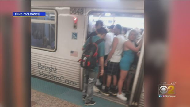 Packed CTA Train After Lollapalooza 