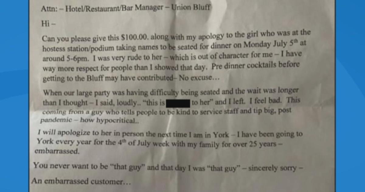 'Sincerely Sorry': Customer Sends $100 And Apology Letter After ...