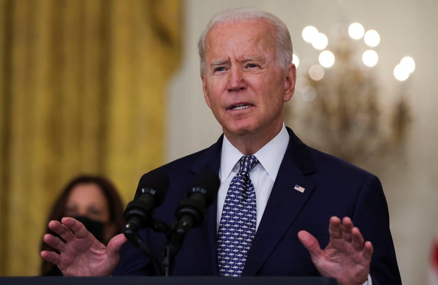 U.S. President Joe Biden discusses Senate passage of the bipartisan infrastructure bill at the White House in Washington 