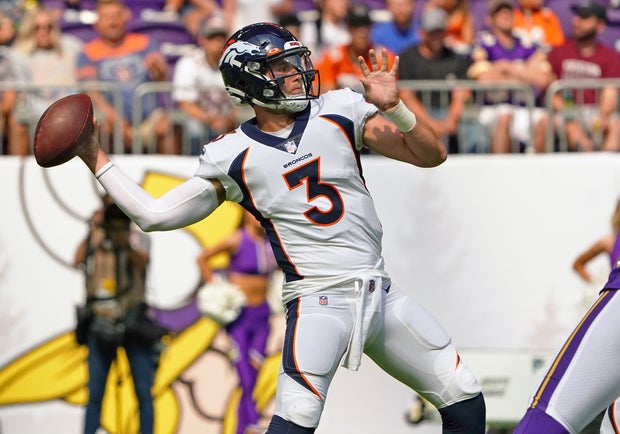 Denver Broncos Quarterback Drew Lock at U.S. Bank Stadium.