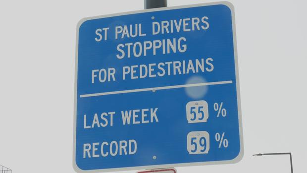 Twin Cities Pedestrian Stopping Sign 