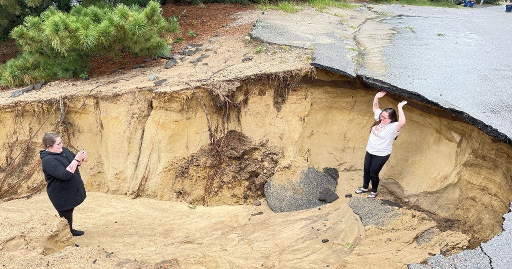 Part Of East Wareham Road Washed Away By Flooding CBS Boston