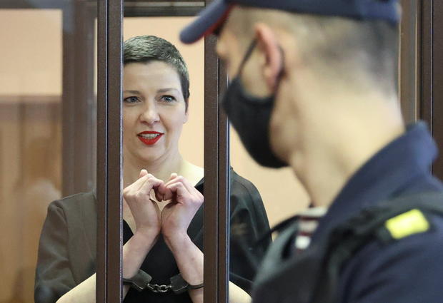 Belarusian opposition politician Maria Kolesnikova attends a court hearing in Minsk 
