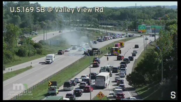 Crash and car fire on Highway 169 