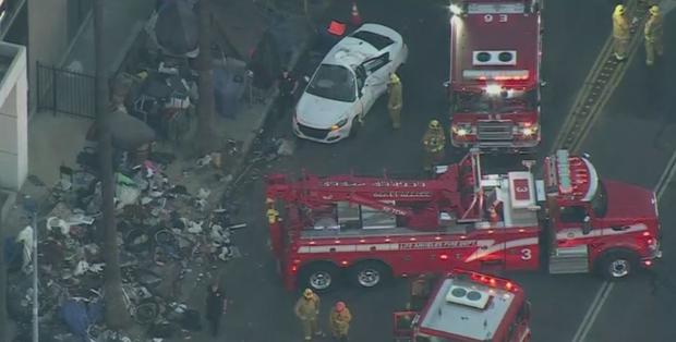 Several Hurt After Car Slams Into Homeless Encampment In Koreatown 