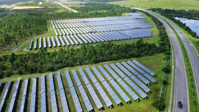 Solar farm view from above 