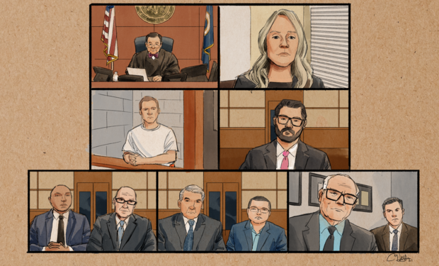 courtroom sketch four officers arraigned 