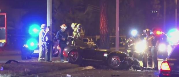 LA County Sheriff's Employee Killed, Woman Hurt After Vintage Sports Car Careens Into Pole In Temple City 