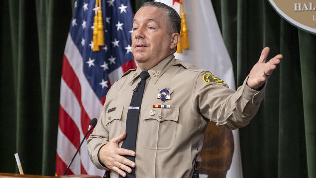 Los Angeles County Sheriff Alex Villanueva addresses the media to respond to a recent RAND about sheriff gang-like cliques 