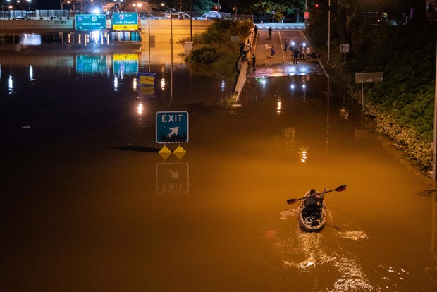 Kayaker on highway