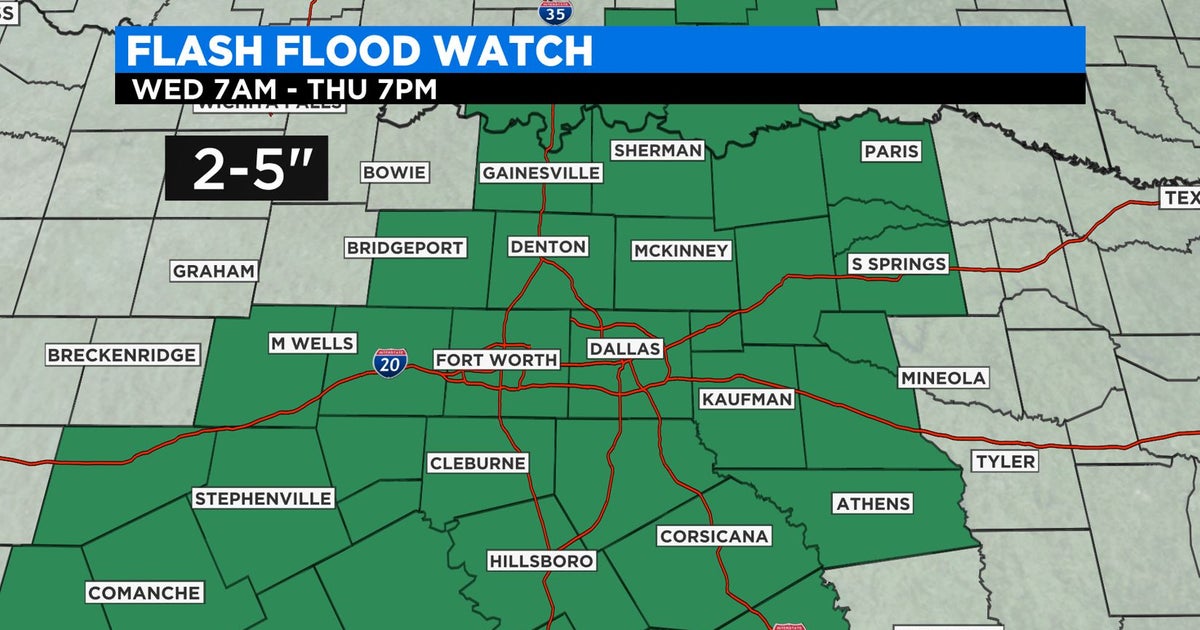 Flash Flood Threat For North Texas As Rain Moves Into The Area - CBS Texas