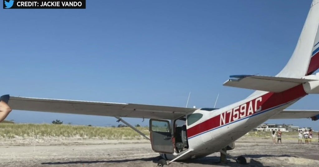 Small Plane Makes Emergency Landing On Fire Island Beach - CBS New York