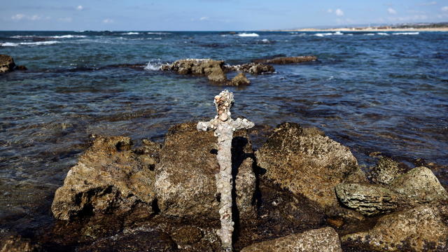 A sword believed to have belonged to a Crusader who sailed to the Holy Land almost a millennium ago was found in Caesarea 