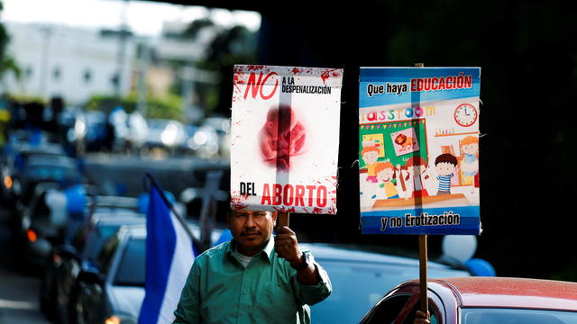 Catholics and conservative organizations participate in the the "Caravan for life, family and religious freedom" in San Salvador 