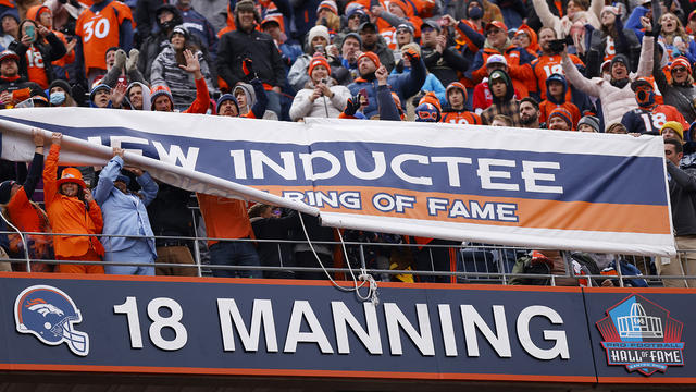 Peyton Manning going into the Denver Broncos Ring of Fame