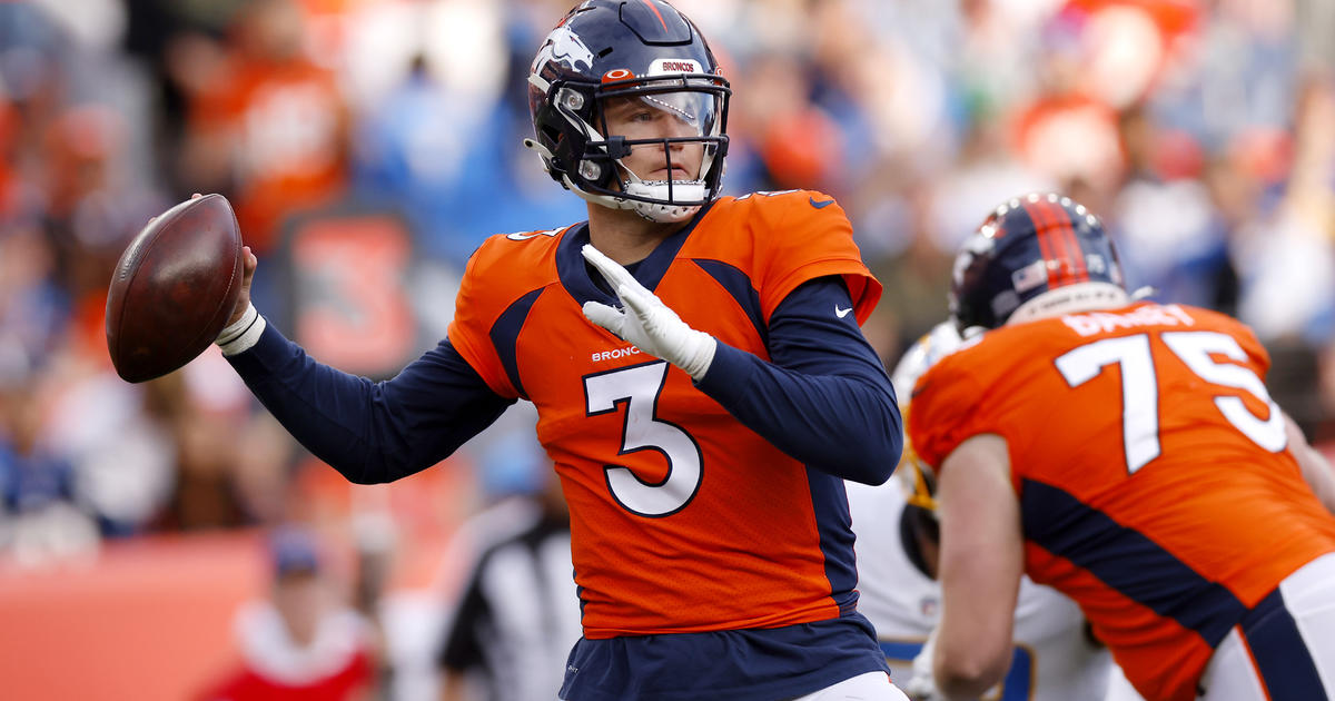 Denver Broncos quarterback Drew Lock (3) andd Denver Broncos quarterback  Teddy Bridgewater (5) taking part in drills at an NFL football training  camp at team headquarters Saturday, July 31, 2021, in Englewood