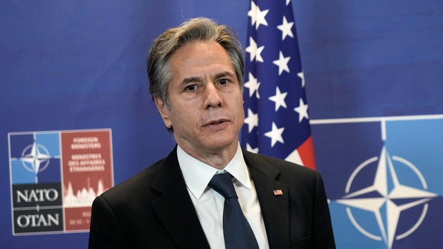 U.S. Secretary of State Antony Blinken speaks to the media at the NATO foreign ministers summit in Riga, Latvia, November 30, 2021. 