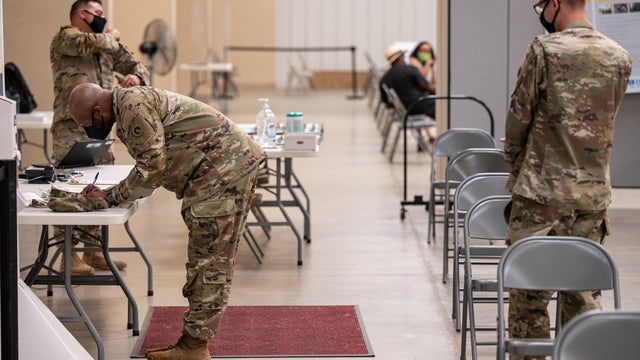U.S. Military Members Receive COVID-19 Vaccinations At Fort Knox 