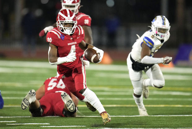 Mater Dei Monarchs defeated the Serra Padres of San Mateo 44-7 during a 2021 CIF State Football Championship Bowl Game. 