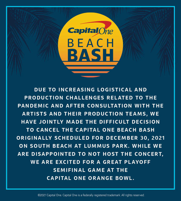 Capital One Beach Bash Canceled 