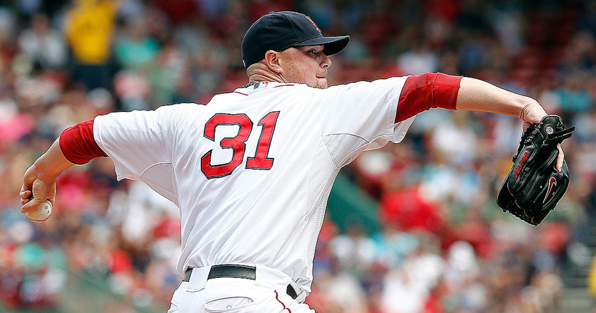 Baseball jersey worn by Boston Red Sox pitcher Jon Lester