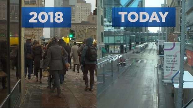 Downtown Minneapolis Before and After Pandemic 