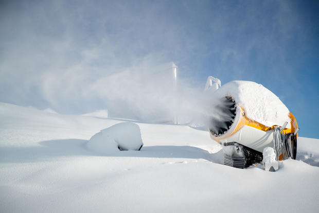 snow gun snowmaking skiing Snow machine in the mountains, Gastein, Salzburg, Austria 