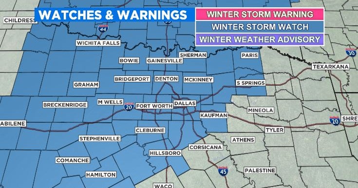 Winter Storm Watch In North Texas Starts Wednesday Evening CBS Texas