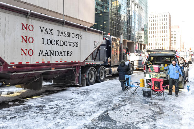 Truckers Protest Vaccine Mandates In Cities Across Canada 