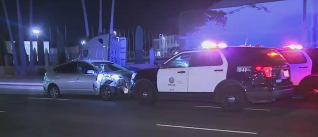 Prius Slams Into Police Car During South LA Chase 