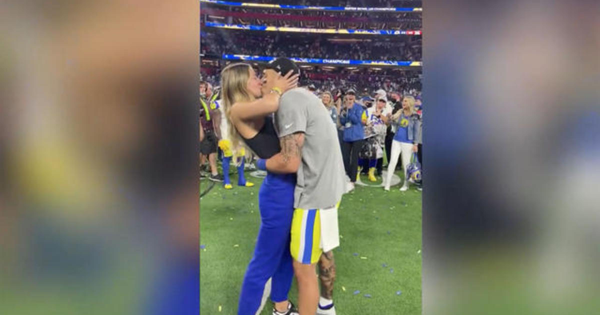 Super Bowl proposal: Los Angeles Rams star Taylor Rapp gets down on one  knee after win over Cincinnati Bengals, US News