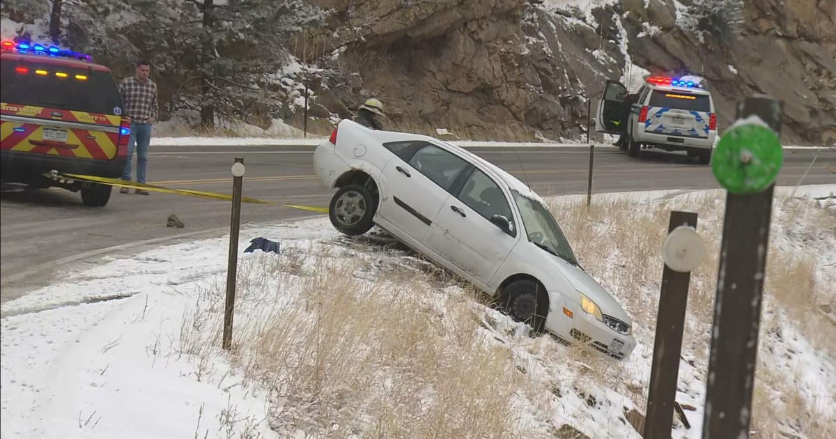 Car Slides Off Highway 34 During Winter Storm CBS Colorado