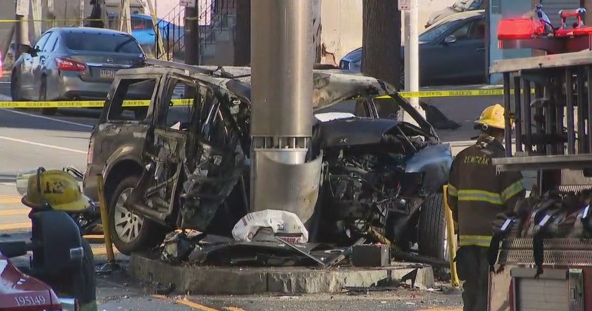 Man Dies After Fiery Car Crash In North Philadelphia Police CBS