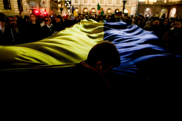 Protesters Demonstrate In Milano Against Russian Invasion Of Ukraine 
