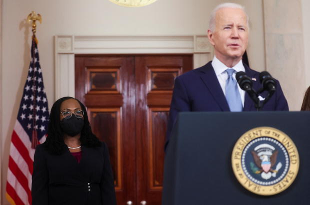 U.S. President Joe Biden announces appellate judge Ketanji Brown Jackson as his Supreme Court nominee at the White House in Washington 