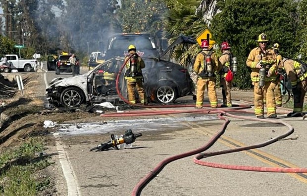 Tesla Sedan Burns For 4 Hours After Crash, Fire Near Fillmore