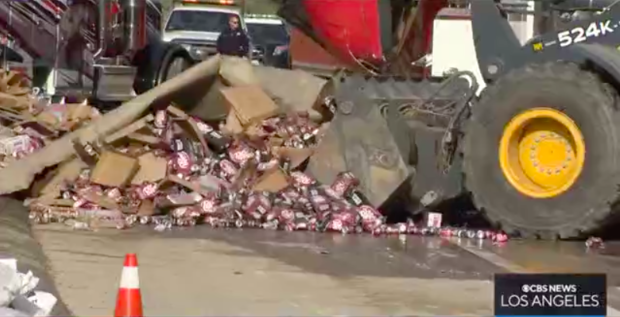 overturned coca-cola truck 