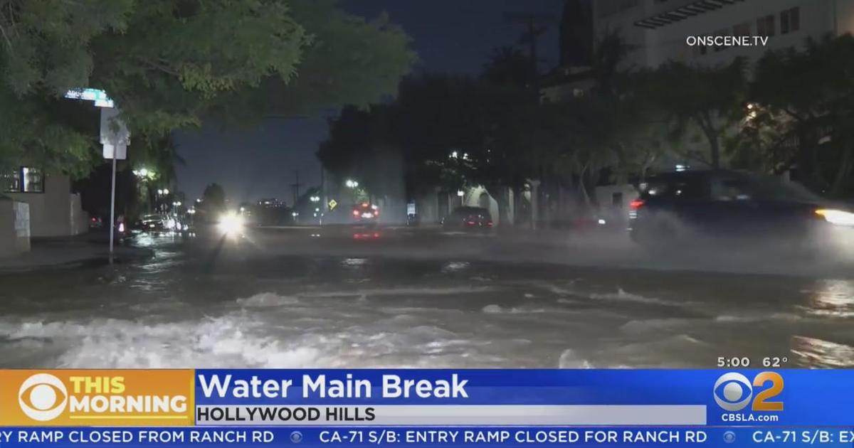 Water Main Break Creates Sinkhole In Hollywood Hills Neighborhood - CBS ...
