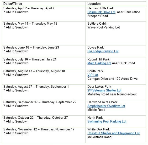 Parks Times, Dates, Locations For Glass Collection 